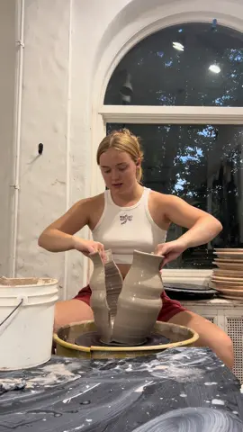 First piece on the wheel in a few days, checking my work🤨 #pottery #wheelthrowing #ceramic #trending 