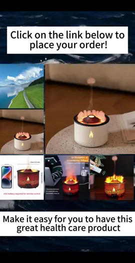 Crack Dynamic Volcano Air Humidifier, Night Light, High Mist Dispersion Humidifier for Bedroom, Support Remote Control, Flame Light Design Air Diffuser