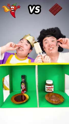 Spicy Sauce vs chocolate sauce? twins ice cream #mukbang #icecream #emoji #emojichallenge #spicy #chocolate #asmr #sauce #funny