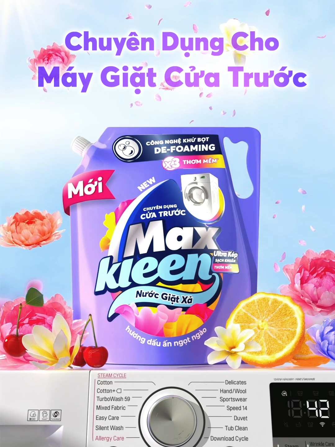 Khám phá hương dấu ấn ngọt ngào từ Nước Giặt Xả MaxKleen chuyên dụng cho máy giặt cửa trước mới. #MaxKleenVietnam #NuocGiatXaMaxKleenChuyenCuaTruoc #KhuBotHieuQua #x3ThomMem