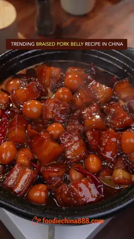Trending braised pork belly recipe in China. Do you want to try? #Recipe #cooking #chinesefood #pork #meat 