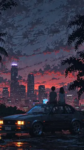 Together 🖤 #nightcity #landscape #sunset #pixelart #comics #calming #ai #anime #studioghibli #foryou #phonewallpaper #calm #fyp #art #cat #catlover #digitalart #digitalpainting 