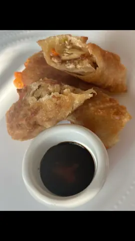 Who loves egg rolls!? Yall these are easy and so delicious! All I did was boil our crazy tender chicken breast(use thighs too) and chopped it up and sauteed it with a cabbage mix! TRY it! 