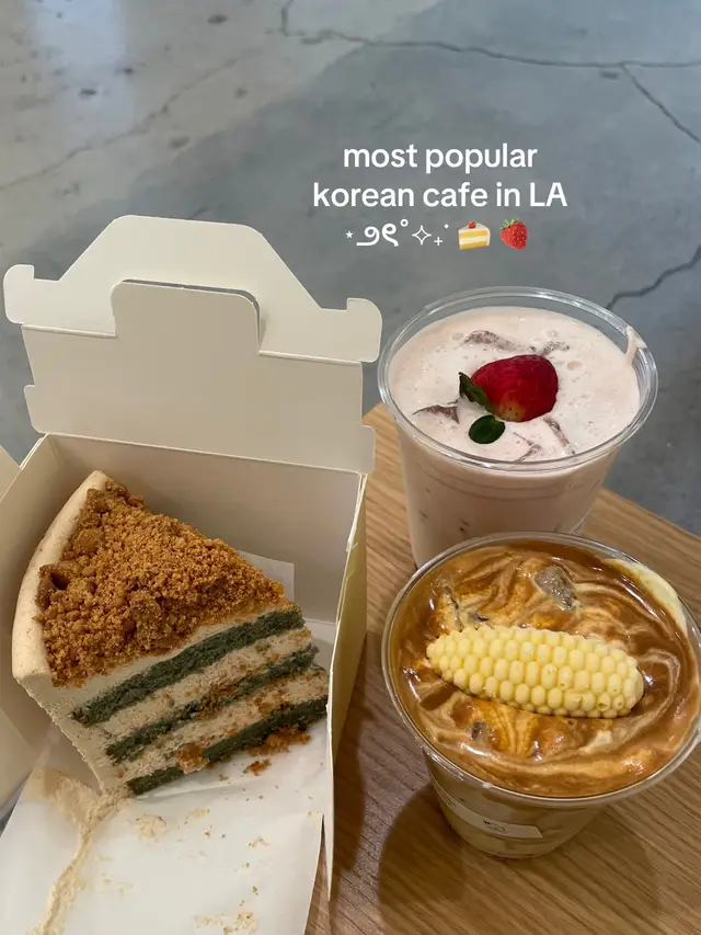 most popular korean cafe in LA! 🤭 📍harucake is definitely one of my faves these days hehe #lafoodie #koreancafe #koreancake #bentocake #cornlatte #harucake #losangeles #lafood #lacafe #lacoffeeshops #ktownla #ktown #korean #cafehopping #cafetiktok #cafelover #cafeaesthetic 