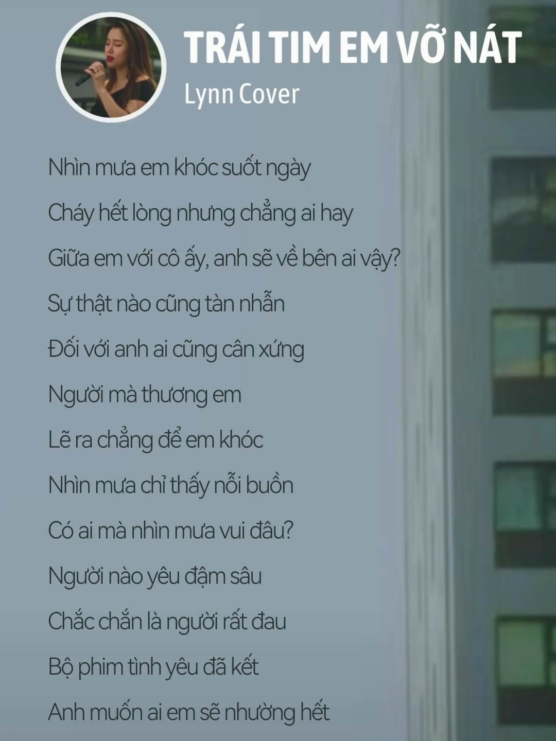 Người mà thương em, lẽ ra chẳng để em khóc :( #traitimemvonat #lynncover #lynn #NYL #tramtrangnon #lyrics #tamtrang