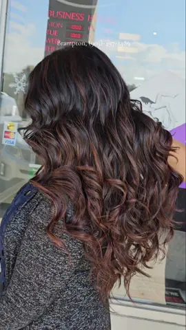 copper brown balayage for summer, perfect for brown girls who do not want to go too light but still want some dimension #bestbalayage #brampton #brampton🇨🇦 #bramptonsalonandspa #fyp #foryoupage #bestsalonbrampton #haircolour #copperbrownbalayage #thestyloria #styloria @Wella Professionals 