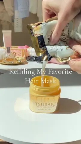 Refilling My Favorite Hair Mask💇‍♀️✨ 🌼The Shiseido Tsubaki Premium EX Repair Hair Mask is a game-changer for my hair care routine. It delivers salon-worthy results without the wait or the cost. My hair is noticeably silkier, shinier, and easier to brush, and I absolutely love it!🌸Plus, the gorgeous camellia honey scent is a delightful bonus! ❤️   #hair #hairproducts #aesthetic #hairmask #refillingasmr #asmr #ugc #ugccreator #ugcexample #tsubaki #silkyhair #HairCareTips #koreanhairproducts #kbeauty #shiseido 