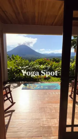 Practice yoga with the stunning Arenal volcano as your only company… Namaste 🙏🦋#travelingtheworld #yogalover #costarica #arenalvolcano #wellness #puravida🇨🇷 #travelinspiration #travelbucketlist #tiktoktravel #naturelover #yogapractice #travellife 