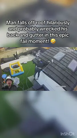Man falls off roof hilariously and probably wrecked his back & gutter in this epic fail moment! 🤣  #fails #fail #failarmy #failvideo #viral #viralvideo #viraltiktok #failed #funny #funnyvideo #funnymoments #funnytiktok #comdey #thenigamer #thenigamerreacts #thenigamer1995 #viral_video #viralvideos #reaction #reactionvideo #reactionvids #hilariousvideos #trending #trendingvideo 