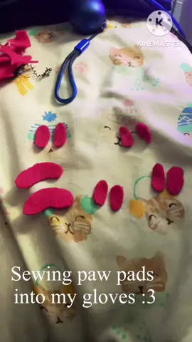 Sewing paw pads into my gloves #therian #cattherian #firstvideo #sewing 