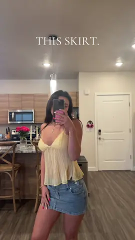 This is the cutest mini denim skirt. Its so stretchy too. Its so cuteeeee #skirt #miniskirt #denimskirt #minidenimskirt #summerstyle #summeroutfits #cuteskirt #princesspolly #cuteoutfits #outfitideas #outfitinspo 