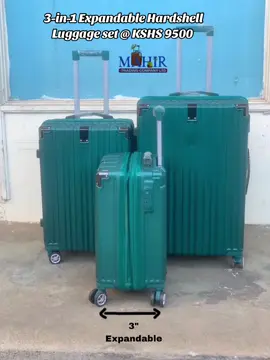 EXPANDABLE 3 in 1 FIBER HARDSHELL luggage set with rotating spinner wheels & upto 3 INCHES EXTRA STORAGE SPACE @ 9500/= ONLY!!! KEY FEATURES - ▪️Expandable luggage, gives upto 3 inches extra storage space.  ▪️made of virgin fiber materials. ▪️ waterproof. ▪️spacious 2 sided compartments ( keeps things un-squished and sate). ▪️360° rotating 4-wheels. ▪️3 digit PIN coded lock.  ▪️Easy to clean.  FREE DELIVERY for purchases equivalent or above 8500 in within Nairobi and Mombasa. Country wide delivery is also available, T & C APPLY. FREE DELIVERY for purchases equivalent or above 8500 in within Nairobi and Mombasa. Countrywide delivery is also available, T & C apply.  Contact us or visit any of our branches 📍Nairobi (opposite fig tree hotel,ngara) - 0717329705/0797381066 📍Mombasa (biashara street)- 0722759205/ 0702 717 837 📍Mtwapa ( adjacent to Kenol petrol station, Oposite Jambo travelers hotel)- 0722759205 / 011 4821705  #suitcasekenya #travel #suitcase #magicalkenya #kenyantiktok #nairobitiktokers #nairobitiktokers #mombasatiktokers #malinditiktokers #reeloftheday #trends #viral #fyp #fashionkenya #nairobifashion 