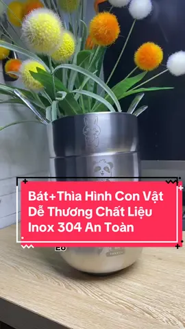 Bát + Thìa Inox 304 Ăn Dặm Ăn Cơm Cho Bé Hình Con Vật Dễ Thương Nè.Bền Lắm mấy Bác Ưi🤗🤗#xuhuong #trending #batanchobe #batandamchobe #khogiadunganhtu