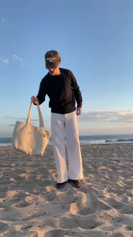 Simple beach outfit for the winnnnn Hat: @The Man Who Captured Sunshine  Sweatshirt: @Levi’s  Pants: vintage usn sailor pants Loafers: @SolovairUK  Bag: @llbean  #OOTD #beach #vintageoutfit #mensstyle #vintagefashion #outfitinspo 