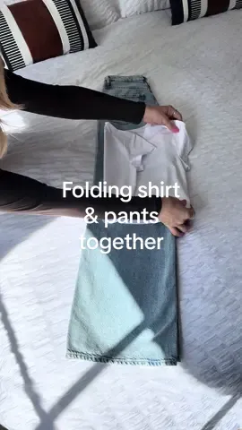 How to fold a shirt and pants together….#folding #organize #shirt #Home #organizedhome #packing #travelhacks #satisfying 