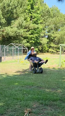 Wife powered GUV (garden utility vehicle) 😂 If she's driving we're in trouble! 😂 #husbandwife #CapCut #gardening #wheelbarrow #greenscreen #horsepower #meme #funnymoments #lovestory #utv #worklife #happywifehappylife 