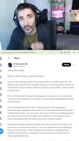 Dr Disrespect finally admits to what happened. #twitch #streamer #twitchtok #twitchtok7 #fypage #streaming #drdisrespect #fypシ 