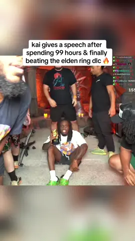 kai gives a speech after spending 99 hours & finally beating the elden ring dlc 🔥 #kaicenat #eldenring #fyp #twitch #viral #trending 
