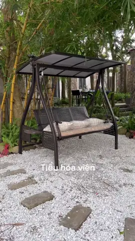 Xích đu sân vườn ba người lớn ngồi có mái che xích đu nhôm đúc xích đu ngoài trời