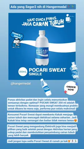 Ada yang Seger2 nih di Hangermedal🏃‍♀️🏃‍♂️ Punya aktivitas padat dan ingin selalu menuntaskan semuanya dengan optimal? POCARI SWEAT 350 ml adalah teman terbaikmu. Kemasan yang mungil membuatnya praktis untuk dibawa ke mana saja, performa pun selalu maksimal! Konsumsi Pocari Sweat dapat membantu Kakak menjaga cairan tubuh dan mencegah dehidrasi selama seharian. Jadi Kakak bisa tetap semangat dan badan tidak merasa lemas😍 Pocari Sweat yang mengandung Elektrolit juga bisa menjadi pilihan yang baik setelah penat dengan Aktivitas harian yang cukup padat dan membutuhkan penyeimbang cairan tubuh yang lebih banyak.  Jadi jangan lupa sedia Pocari Sweat di rumah ya kak🛒🏃‍♀️🏃‍♂️ Grab/Gosend langsung proses Gapake lama! Toko Hangermedal tersedia di semua marketplace favorite kakak🛍🛒 #pocarisweat #elektrolit #iontubuh #pocarisportid #pelari #runners #Running #gosweatgoion #pocariid #pocarisweatrun 