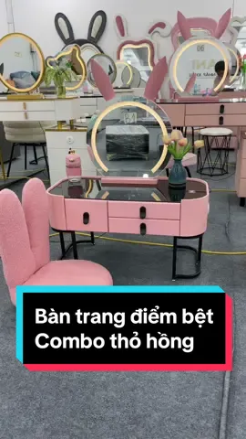 Bàn trang điểm ngồi bệt gương tai thỏ ghế thỏ hồng cute #xuhuong #noithatchani #bantrangdiemngoibet #bantrangdiemthongminh #bantrangdiemnhapkhau 