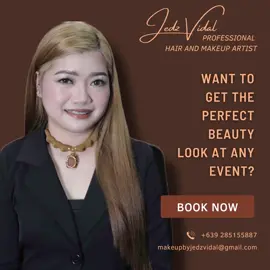 HMUA: Jedz Vidal ❤️💄 📍Sto.Tomas Batangas  ‼️For Bookings and Inquiries‼️ FB Page | Makeup by Jedz Vidal  IG | makeupbyjedzvidal TikTok | makeup by Jedz Vidal 📧 | makeupbyjedzvidal@gmail.com 📱| +63 9285155887 #for #foryou #foryoupage #makeupbyjedzvidal #makeupartistphilippines #glambyjedzvidal #CapCut #makeupartistph #fypシ #fyp 
