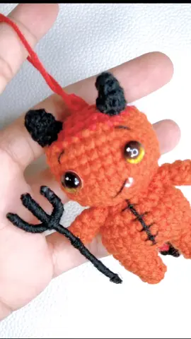 How to make a simple Devil trident  Amigurumi keychain/ Car accessories  #amigurumikeychain #diygift #crochet 