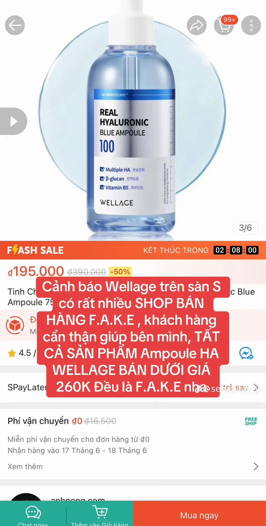 Cảnh báo tới các khách hàng các dòng sp #Wellage đã có hàng FAKE rồi ah. Nên các ace mua hàng lưu ý cẩn thận tránh mua trúng hàng fake nhé ạ. 