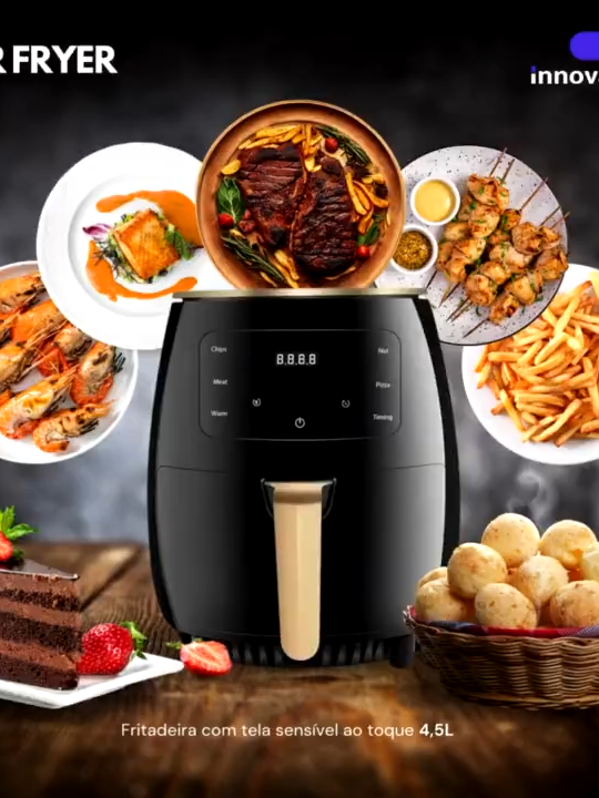 Air Fryer Certificação INMETRO 4.5 Litros 1400w Fritadeira Eletrica Air Fryer elétrica Touch Digital 127v 220v Sem Oleo Facil E Rapido. #viraltiktok #descontosespeciais #achadinhosdashopee #achadinhos  #eletronicosemgeral  Comenta 