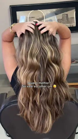 Comenta aqui qual tom você mais curte 😮‍💨 #cabelereiro #mechas #cabelos #loiros #castanhoiluminado #salaodebeleza 