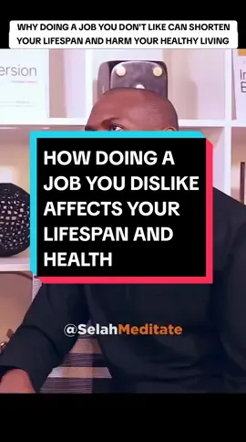 A lot of people talk about the need to do whatever it takes to survive and make ends meet. However, it's rarely explained that doing a job you have no inclination towards can shorten your lifespan. Adekanmi Olusanya breaks this down in this excerpt from our in-depth interview on the Secrets to Living Longer and Achieving Greater Success on the Selahmeditate Podcast. Share your thoughts in the comments section. Tune in to the full interview, 