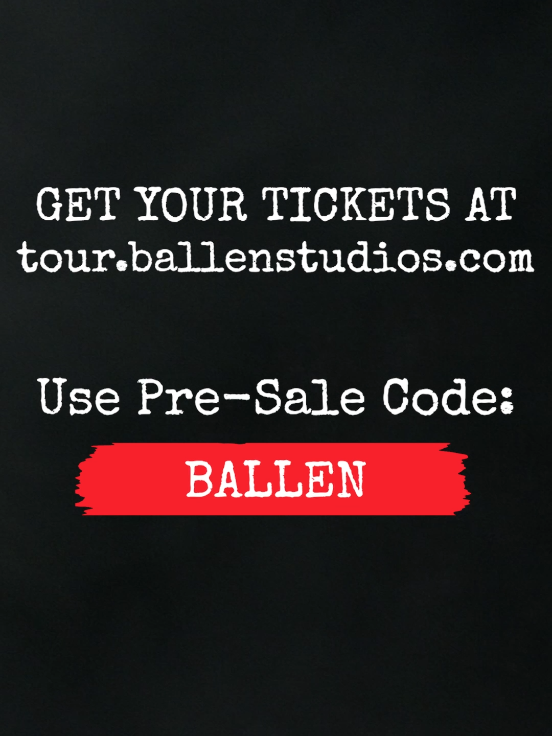 The presale ends on 6/28! Use presale code BALLEN to get tickets today! Which city will you be at? I can't wait to see everyone!