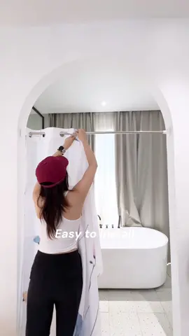 Upgrade bathroom with stylish hookless shower curtains! #bathroomgoals #showercurtain #10327