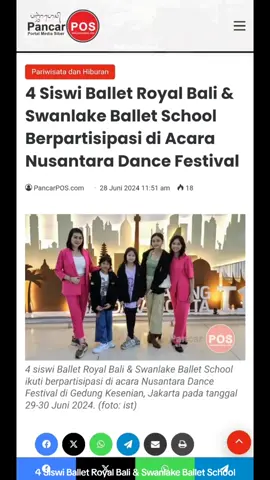 4 Siswi Ballet Royal Bali & Swanlake Ballet School Berpartisipasi di Acara Nusantara Dance Festival https://pancarpos.com/28/06/2024/4-siswi-ballet-royal-bali-swanlake-ballet-school-berpartisipasi-di-acara-nusantara-dance-festival/ #viral #pancarpos #fyp #viraltiktok #viralvideo #virall #bali #balet #royal 