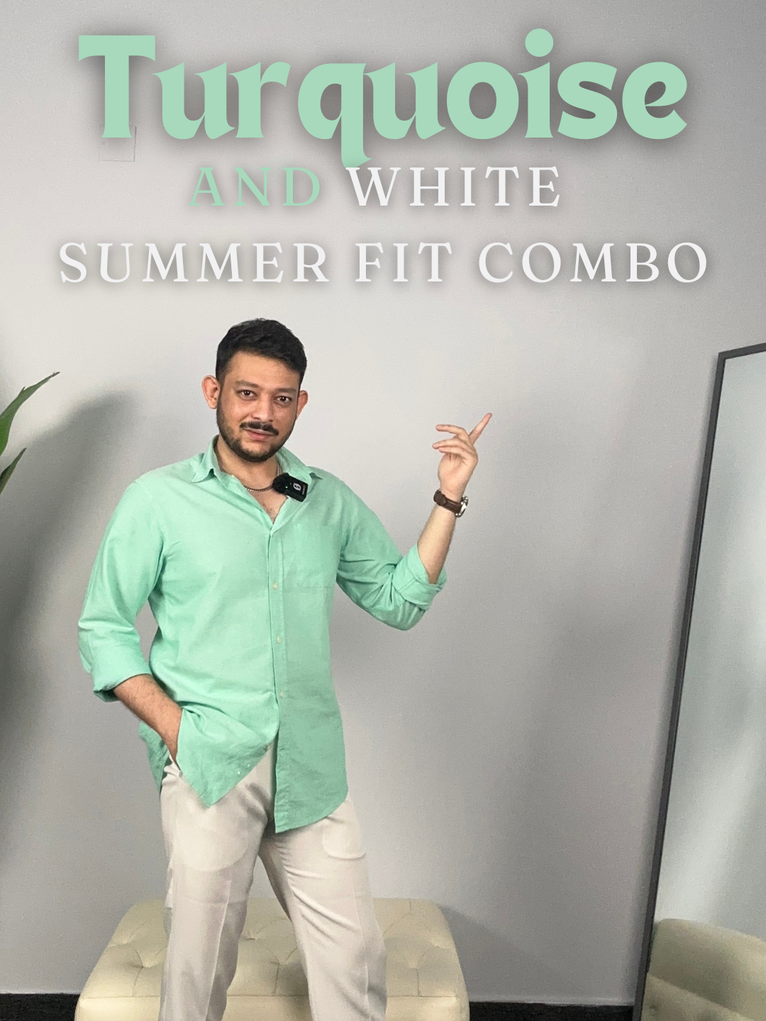 Here is a turquoise and white outfit combination for your summer outings! #summervibes #menswear #mensfashiontips #fyp #grwm #foryourpage #fashionstyle #mensfashion #stylingtips #Fashiontok #whattowear #skincare 