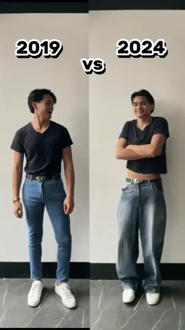 2019 skinny jeans or 2024 baggy jeans with crop top?🕺 #fashion #OOTD #2019outfits #2024outfits #outfitinspo #fashionblogger 