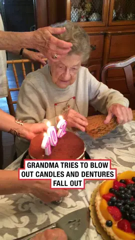 Her laugh makes it so much funnier 🤣 (🎥: ViralHog) #ladbible #dentures #failsoftiktok #grandma #funnyvideos