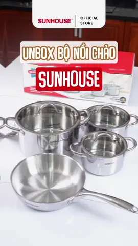 Giới thiệu với anh chị em bộ siêu phẩm bán chạy với đầy đủ từ nồi đến chảo, từ size bé đến size to! 😃😍 #bộnồichảo #inox304 #4món #bềnbỉ #sunhouse #kitchen #tiktok 