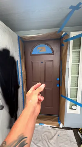 Spraying another front door in Sherwin Williams Tricorn Black using my X5 sprayer with a 210 FFLP spray tip Black doors always go good in my opinion with greg & white trimmed homes Are you guys a fan of black doors? Have a good weekend y’all 🌞✌🏼  * * * * #exteriorpaint#paintlife#housepainting#sherwinwilliams#paintingcompany#satisfying#satisfyingvideos#tattoo#tattoos#explorepage#homeimprovement#interiorpainting#kitchencabinets#interiorpainting#reels#viralreels#beforeandafter#repaint#housepainter#paint#housepainter#homedesign#residentialpainting#homemakeover#kitchencabinets#asmr#paint#spraypaint#reels#reelsinstagram#beforeandafter#cabinetpainting#construction#DIY#paintingcontractor#homedesignideasvv