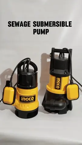 Meet your water pumping needs effortlessly with Ingco's sewage submersible pump.  📌Sewage Submersible Water Pump SPD10001-5 (1000W)  Description:  ✨Advisable for dirty water ✨Voltage: 220V-240~60Hz ✨Input power: 1000W (1.5HP) ✨Max head: 16m ✨Max flow: 216 7L/min ✨Max depth: 7m ✨Pipe diameter:2
