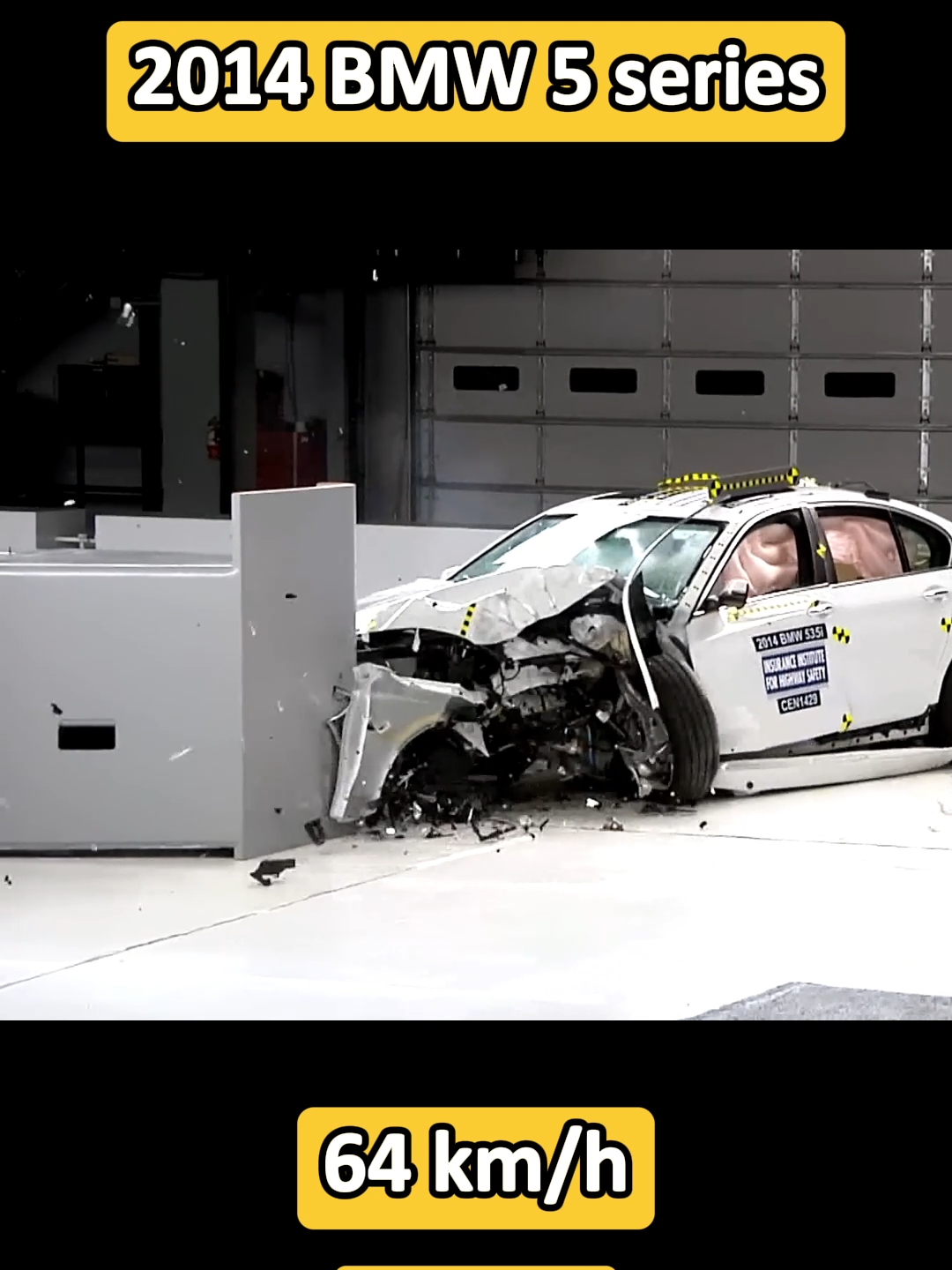 Tested vehicle: 2014 BMW 535i 4-door    Overall evaluation - Marginal  Structure and safety cage - Marginal  Driver injury measures   Head/neck - Good  Chest - Good  Hip/thigh - Good  Lower leg/foot - Poor  Driver restraints and dummy kinematics - Good   #crash #car #carcrashtest #crashtest #bmw #bmw5series