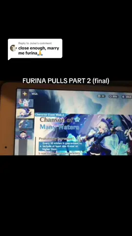 Replying to @Juixe  I want her to marry me too 🤑🙏🙏 i finally got her #furina #furinapulls #GenshinImpact #fyp #hoyoverse #voiceacting (Sorry for replying TT)