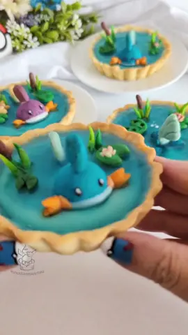 Cooling off with some of my Water-Type Pokémon treats for #WaterTypeMonth 💦 #pokemon #pokemongo #pokemonfood #mudkip #squirtle #poliwag #slowpoke #vaporeon #wooper 