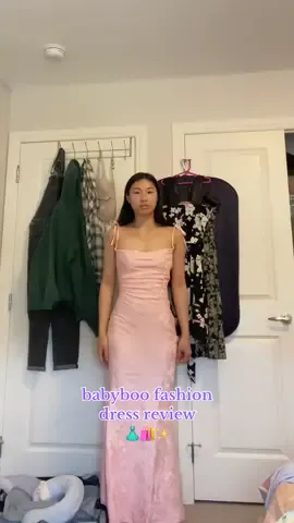 wedding guest dress? my weight keeps fluctuating 😫 so i feel like i shouldve gotten a small and then tightened it up with the corset back… @Babyboo  #babyboodress #dressreview #clothingreview #newdress #weddingguestdress #formaldress #pinkdress #maxidress 
