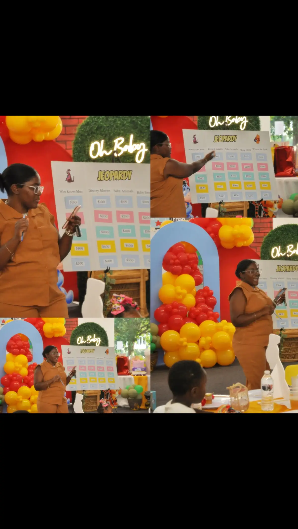 Hosting Jeopardy might not be my strong suit, zero knowledge of the game, but hey, at least I look good doing it! 😄🎤  #Jeopardy #HostFail #FakeItTillYouMakeIt #balloons #exballoons #ExtraordinaryBalloons #ballooninstall #babyshower #winniethepooh 