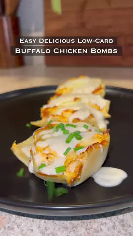 Buffalo Chicken Bombs 🔥🐓💣  As a fan of buffalo chicken, I absolutely loved the way this recipe turned out! These are easy to make, packed with flavor and low in carb thanks to the @Palmini_Official lasagne sheets!  Head over to the link in my bio to try out Palmini's products & use code 