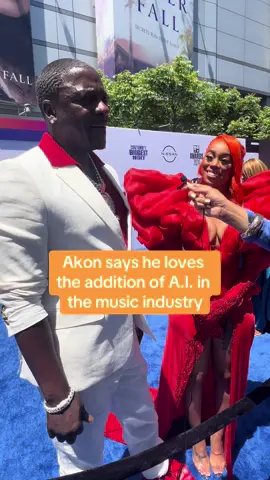 @AKON, on the @BET Networks Awards red carpet with his wife #tomekathiam, says he “loves” artificial intelligence because of its ability to advance the music industry. #betawards #artificialintelligence #ai 