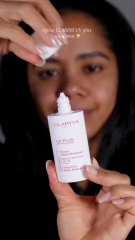 It feels great on the skin and has a comfortable texture 🤍 Skincare product used: ✨ CLARINS UV Plus Anti-Pollution Antioxidant Face Sunscreen SPF 50 @Clarins USA  #skincare #spf #clarins 