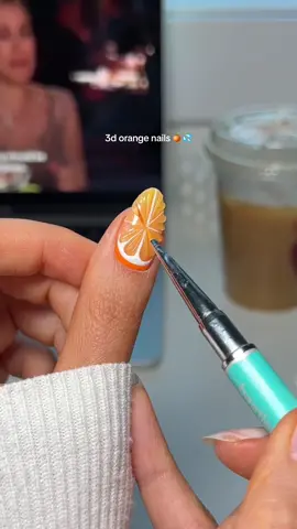 another citrus fruit !!🍊💦✨🧡🦋 ib @Amy <3 #nailinspo #summernails #3dnailart #fruitnails #orangenails 
