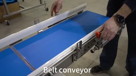 #conveyors #belt conveyor  Made with a structure in painted Fe pressed profiles with a reinforced fabric PVC belt with cleats, these conveyors are ideal for transporting all types of light materials.